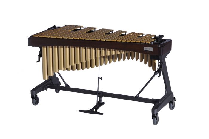 vibraphone_alpha_with_motor_3_0_octaves_f3-f6_gold_bars_apex_frame_espresso-satin_gold_player_side